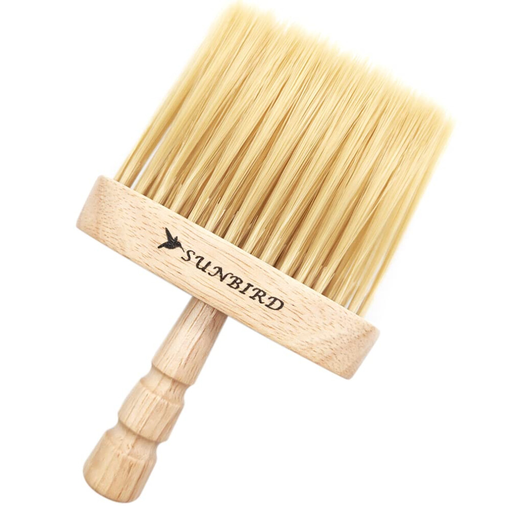 Neck Duster Brush with Gentle Nylon Bristles and Ergonomic Wooden Handle for Hair Cutting