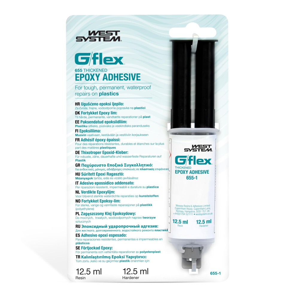 West System White G/Flex 655-1 Two Part Epoxy Glue Syringe - Heavy Duty High Strength Adhesive Pack, Glue For Plastic, Metal, Wood, Ceramic - For Diy Proje