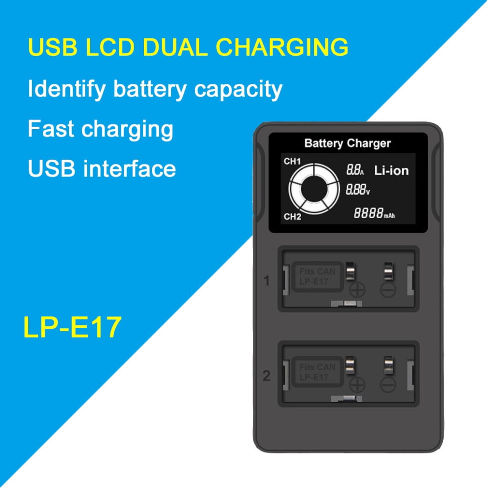 E17 Lcd Usb Charger For M3 M5 M6 750D 760D T6i T6s 800D 8000D, Photo 9448990270491