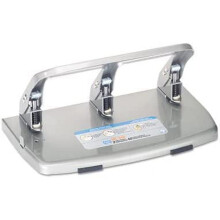 HC-340 Heavy-Duty Three-Hole Punch, 9/32 Holes, Silver"