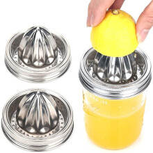Hariumiu Juicer Lid 2pcs, Portable Wide Mouth Jar Screw Lid, Food Grade Stainless Steel for Lemon Orange Juicing, Kitchen Gadgets