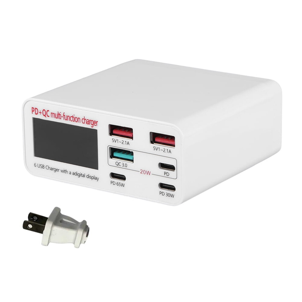 Jixopn 6 Ports Usb Smart Fast Charger Digital Lcd 65W/30W/20W Pd Qc 3.0 Charger Hub(Us) 9450273640280