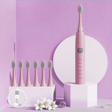 Rechargeable Electric Toothbrush with 6 Brush Heads,Bristle Toothbrush Rechargeable for Adult Household 5 Modes 15-Day Battery Life