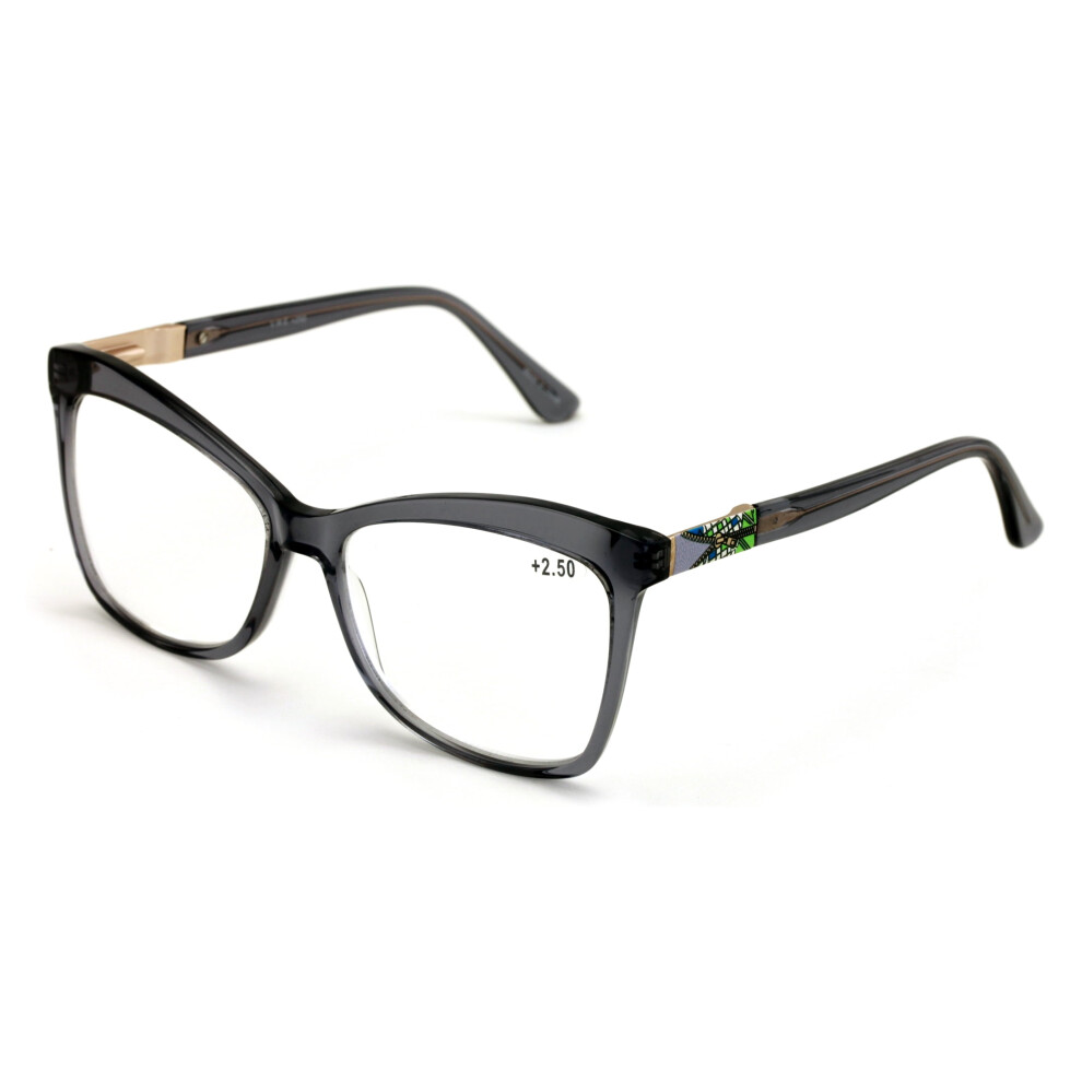 Premium Oversized Women Cateye Reading Glasses - Large Field Clear Lens Reader - Cat Eye