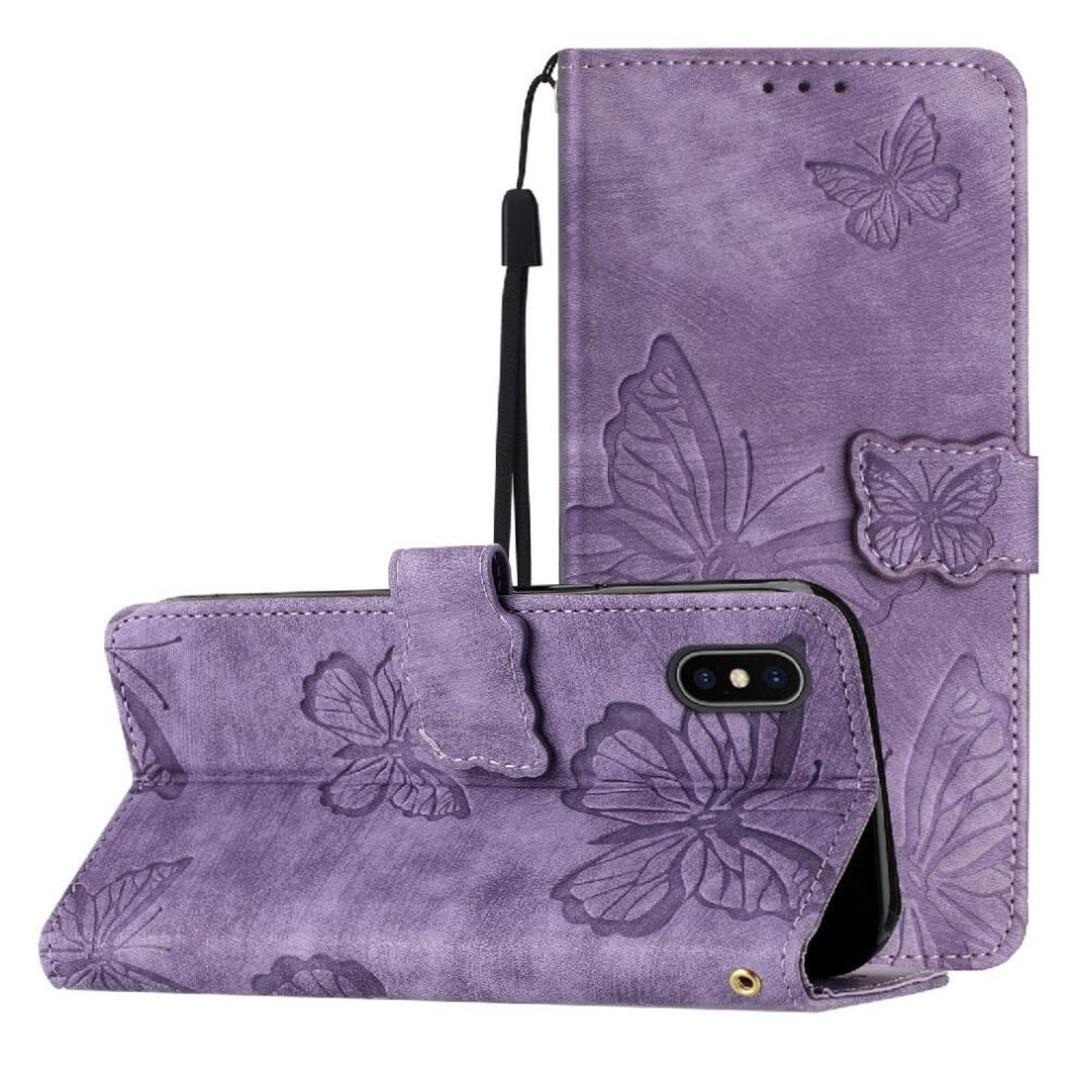 Flip Case For Compatible With Iphone X/Xs Magnetic Closure Butterfly Pu Leather Wallet Card Slots Holder 9555307192978