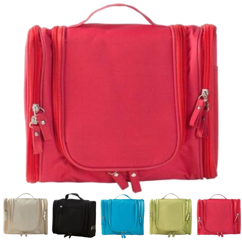 Polyester Cosmetic Bag Women Makeup Bag Toiletry Storage Pouch Travel-Red
