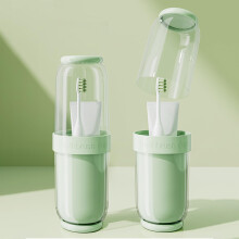 Travel Toothbrush Case with 3 Cup Design, DustProof Holder for Camping, School and Trip Green