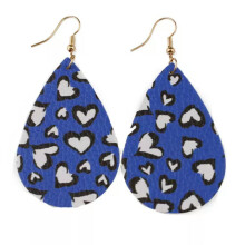 RSAMD Grinch Valentine's Teardrop Leather Earrings for Girls Unique Holiday Jewelry-Blue