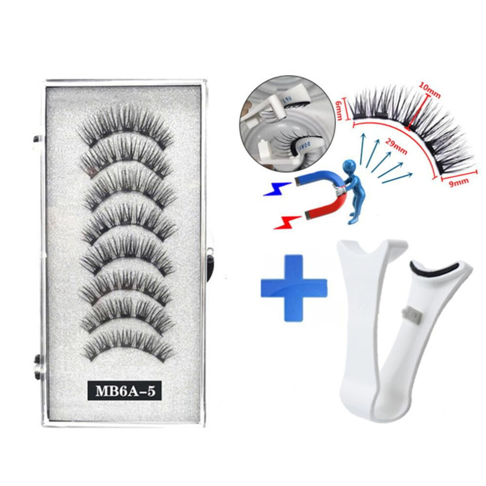 4pairs 3D Reusable 5-Magnetic False Eyelashes With Clip I3G0