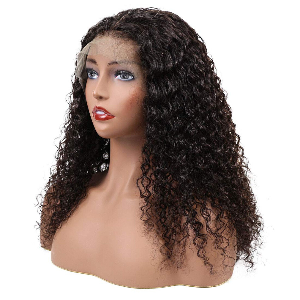 Unisex 18 Inch Kinky Curly Lace Frontal Wig Brazilian Human Hair 150 Density Natural Hairline