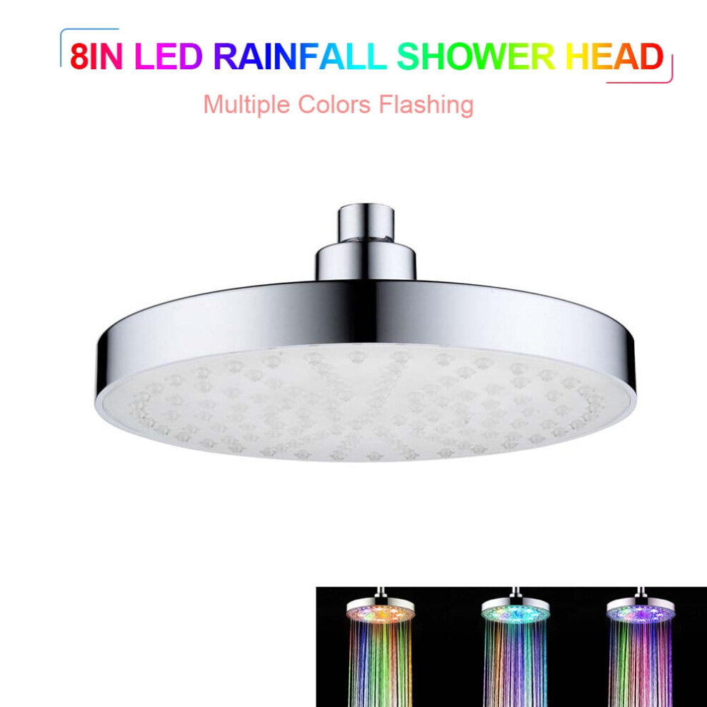 Led Rainfall Shower Head 8Inch Round Shower Head Multiple Colors Automatically Color-Changing Showerhead For Bathroom 9402001817556