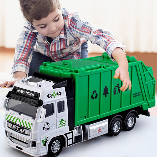 Toy Clearance! Simulated Alloy Garbage Truck Children's Toys Boy Transport Truck Self Loading And Self Dumping Sanitation Truck Project(Green)
