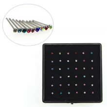 RSAMD 36X Crystal Rhinestone Nose Ring Bone Stud Stainless Steel Body Piercing Jewelr{-MultiColor