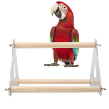 Parrot Training Stand with Triangular Stable Design, Wooden Tabletop Perch for Parakeet Cockatiel Conure