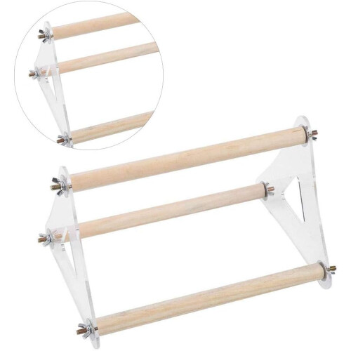 Parrot Training Stand with Triangular Stable Design, Wooden Tabletop Perch for Parakeet Cockatiel Conure 2