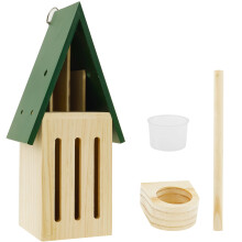 Grusce Butterfly House with Feeder, Natural Wood Habitat Compatible with Outdoor Garden Decor, Hangs on Wall or Tree