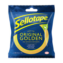 Sellotape Original Golden, Multi-Purpose Clear Tape for Household Objects, Clear Packing Tape for Sticking Envelopes or Cards, Easy to Use Packaging