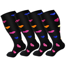 4 Pairs Plus Size Compression Socks Knee High Sports Socks 20-30mmhg(Set B-3XL)
