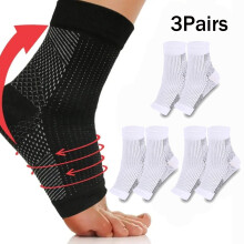 3Pair Compression Socks Ankle Support Pain Relief Socks Foot Anti-Fatigue Sports Running Yoga Socks,White,S/M