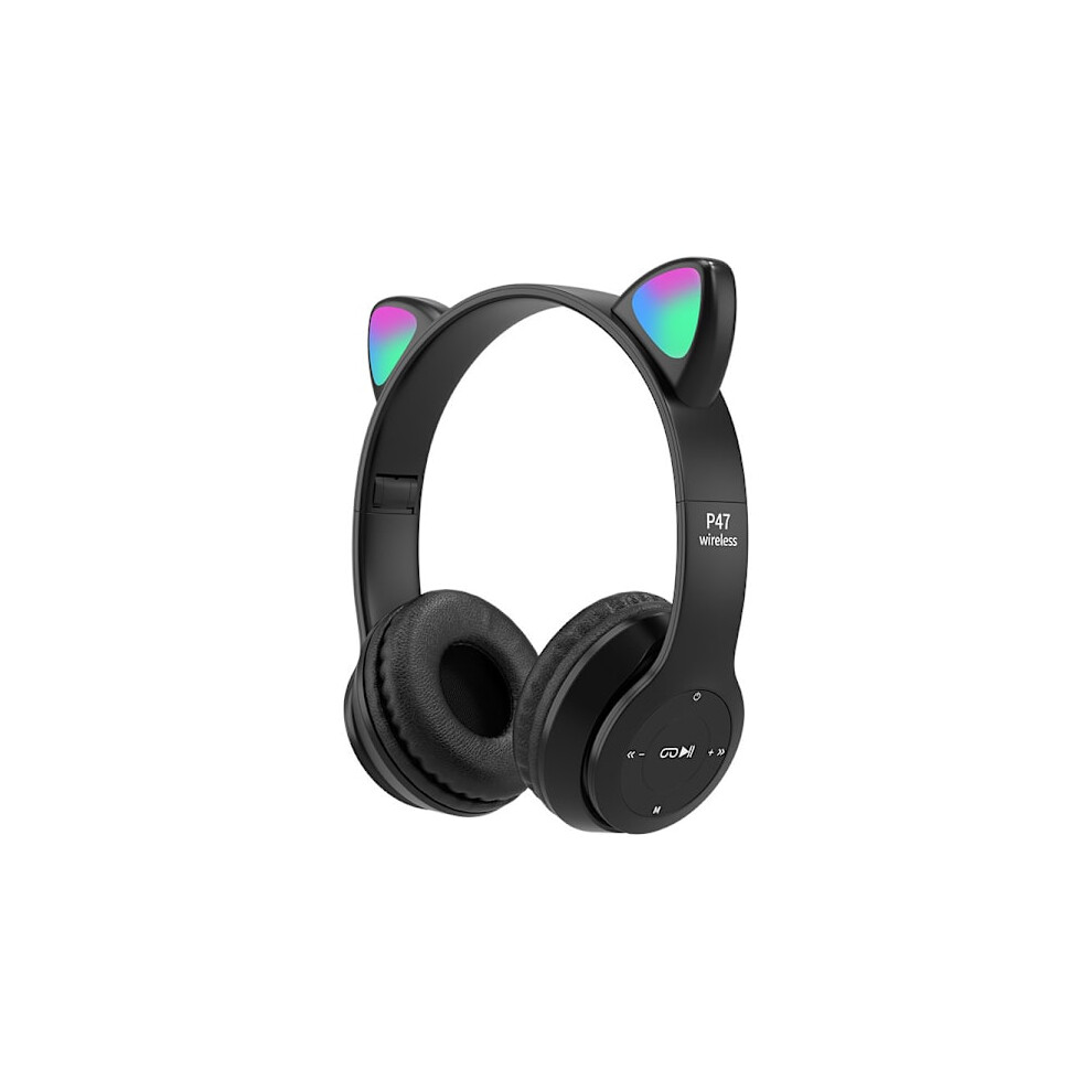 Kids Headphones With Led Kitten Ears (Safe Volume Limit 85 Db) Black 9085618798885