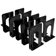 Heavy Duty Metal Bookends with NonSlip Base for Shelves, Black 5 Pairs, 6.69 x 4.9 x 4.3 in