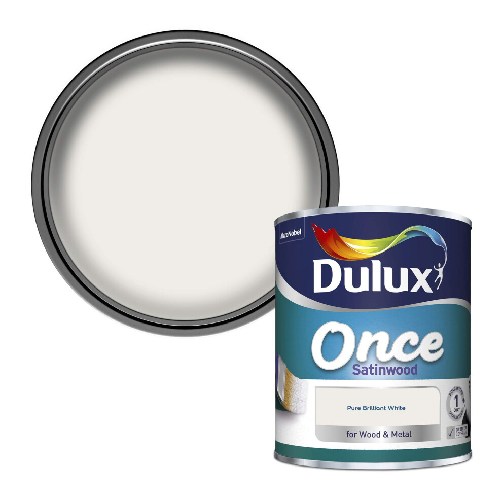 Dulux Once Satinwood Paint For Wood And Metal - Pure Brilliant 750 Ml White