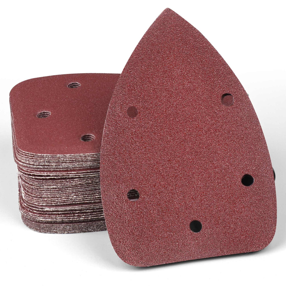 60Pcs Mouse Sanding Pads, Mouse Sander Pads P120 Grits,Multi Tool Sanding Pads,5 Holes Triangle Sandpaper For Mouse Sander Pads 53717733