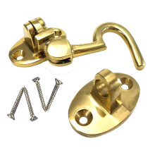 SISI UK 2 Inch Brass Cabin Hook & Eye – Silent Catch Door Holder with Screws for Shed, Gate, Patio or Garden Use (Pack of 1)