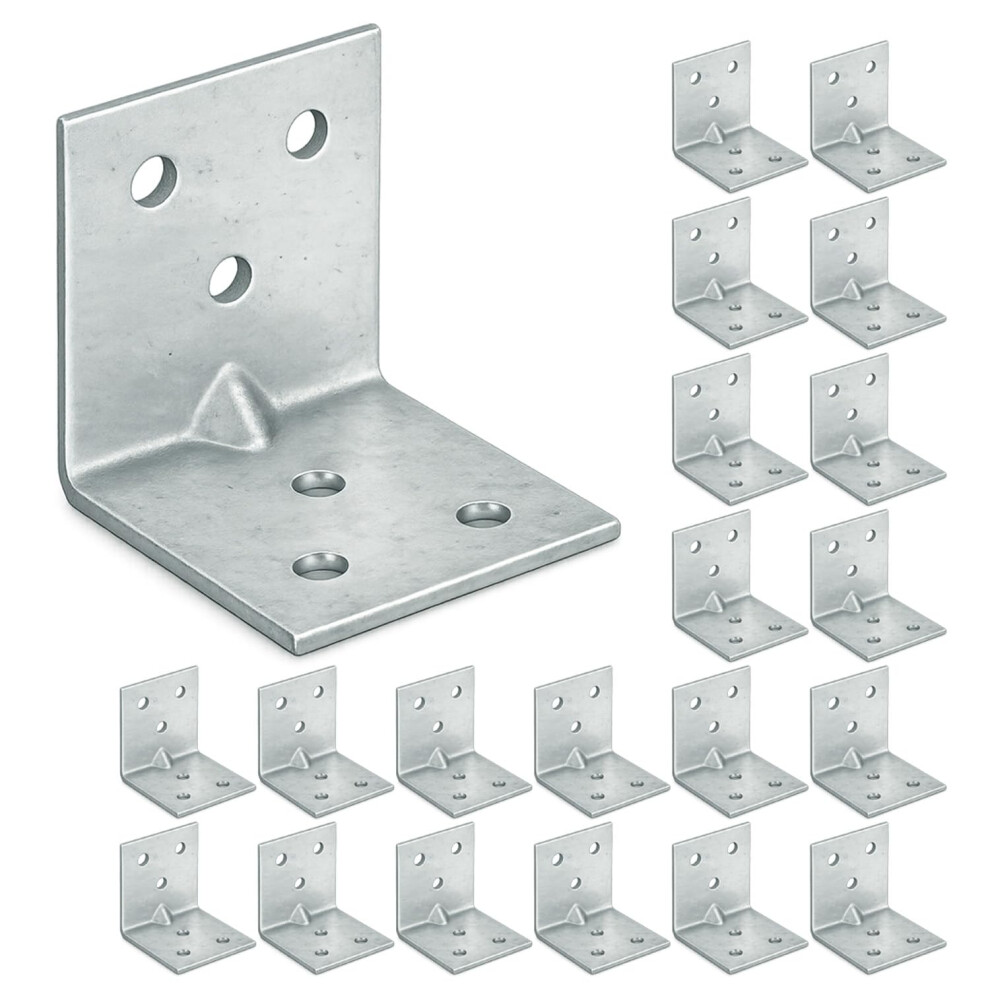 Omideas White 20 X Corner Brackets (30 X 30 X 30) Angle Reinforced Metal Braces Wood Timber Galvanised Steel Sheet Connecting Joining Fixing L Repair Conne