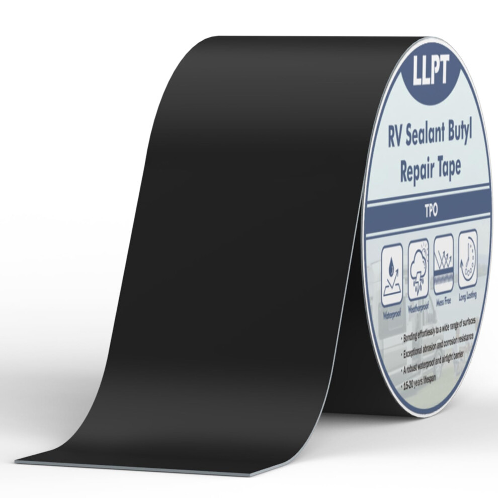 Llpt Black Butyl Tape | Roof Sealant | | Uv Stable Rv Sealant Repair Tape | Extreme Durable Waterproof Airtight | For Window Rv Repair Boat Trailer M