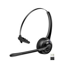 TECKNET Bluetooth Headset, Wireless On Ear Headphones with Noise Cancelling Microphone & USB Dongle, Hand Free Wireless Headset with Mute microphone