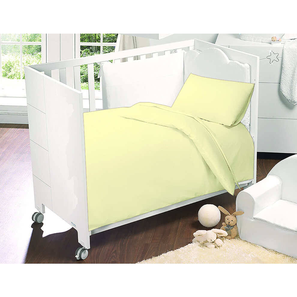 Cot Bed Luxury Egyptian Cotton Toddler Sheet Sets : Fitted Flat & Pillowcase : Lemon/ Yellow Sleepynights