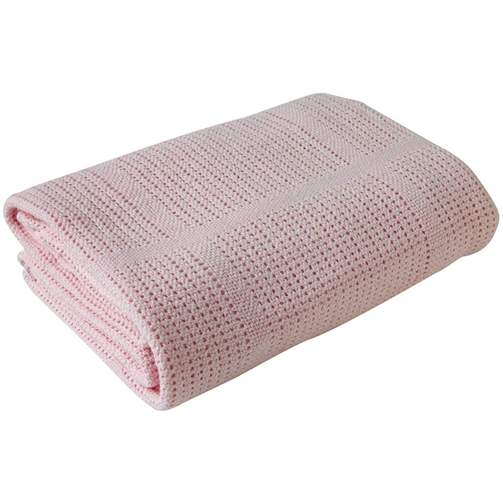 E&A Distribution Limited Baby Extra Soft Pram/Travel/Moses Basket Cellular Blanket 100% Cotton (Pink)