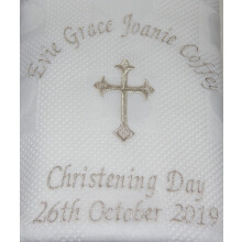 Sew Sew Special Personalised Baby Christening/Baptism/Naming Day Shawl., White