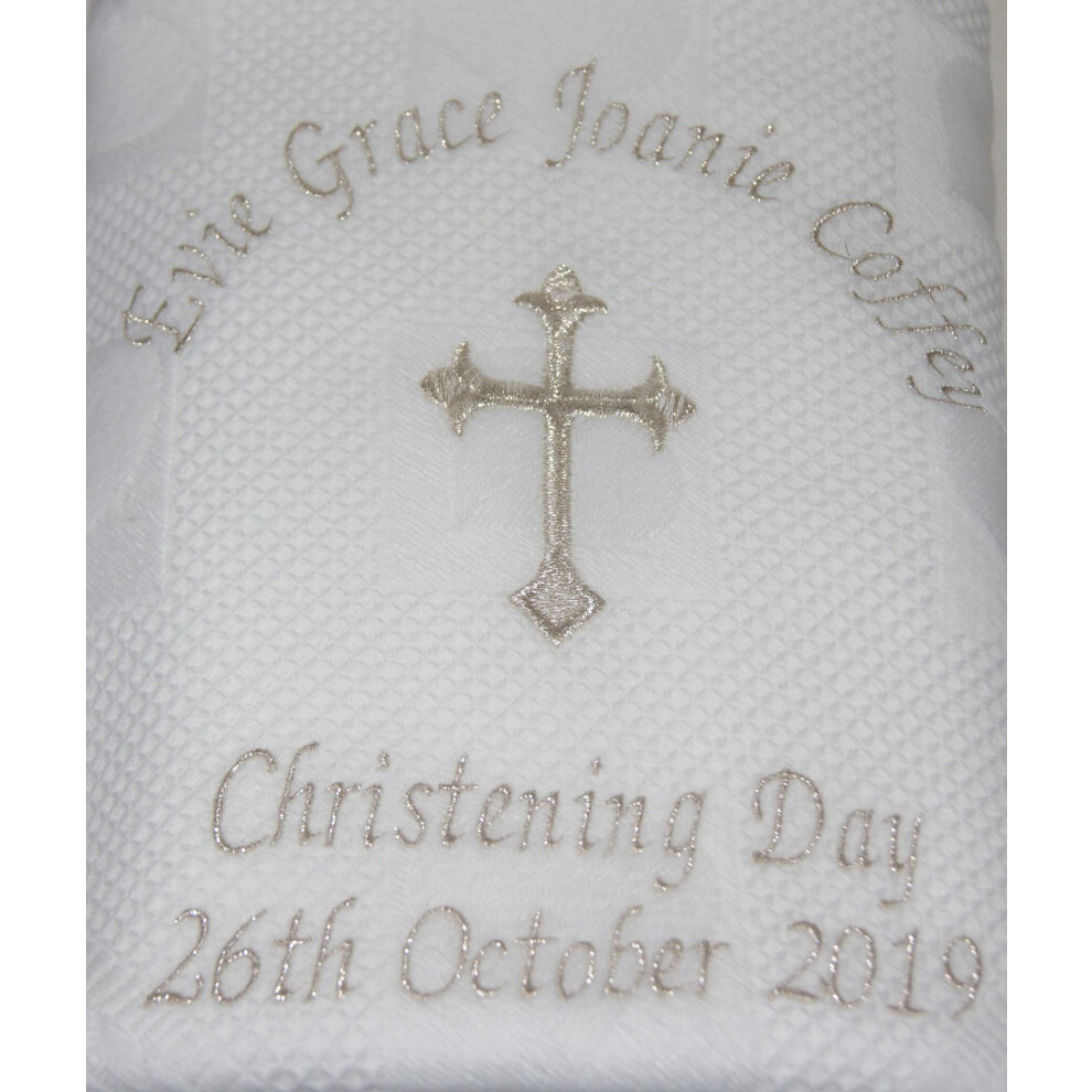 Personalised Baby Christening/Baptism/Naming Day Shawl., White Sew Sew Special