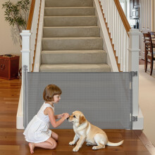 VEVOR Retractable Baby Gate, Extends to 1430 mm Wide, 795 mm Tall, with Security Lock, Easy to Use, Walk Through Without Tripping, Mesh Dog Gate for