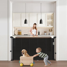 VEVOR Retractable Baby Gate, 870 mm Tall, Extends up to 1400 mm Wide, Retractable Gate for Kids or Pets, Mesh Material, Easy to Install for Indoor