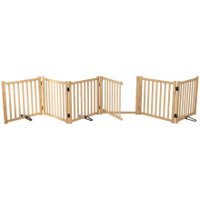 YOCAN Paint-Free Wooden Freestanding Dog Gates with Door for The House,Doorways, Stairs,Wood Dog Fences Indoor Pet Gate,Step Over Fence-8 Panel