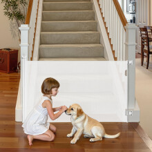 VEVOR Retractable Baby Gate, Extends to 1430 mm Wide, 795 mm Tall, with Security Lock, Easy to Use, Walk Through Without Tripping, Mesh Dog Gate for