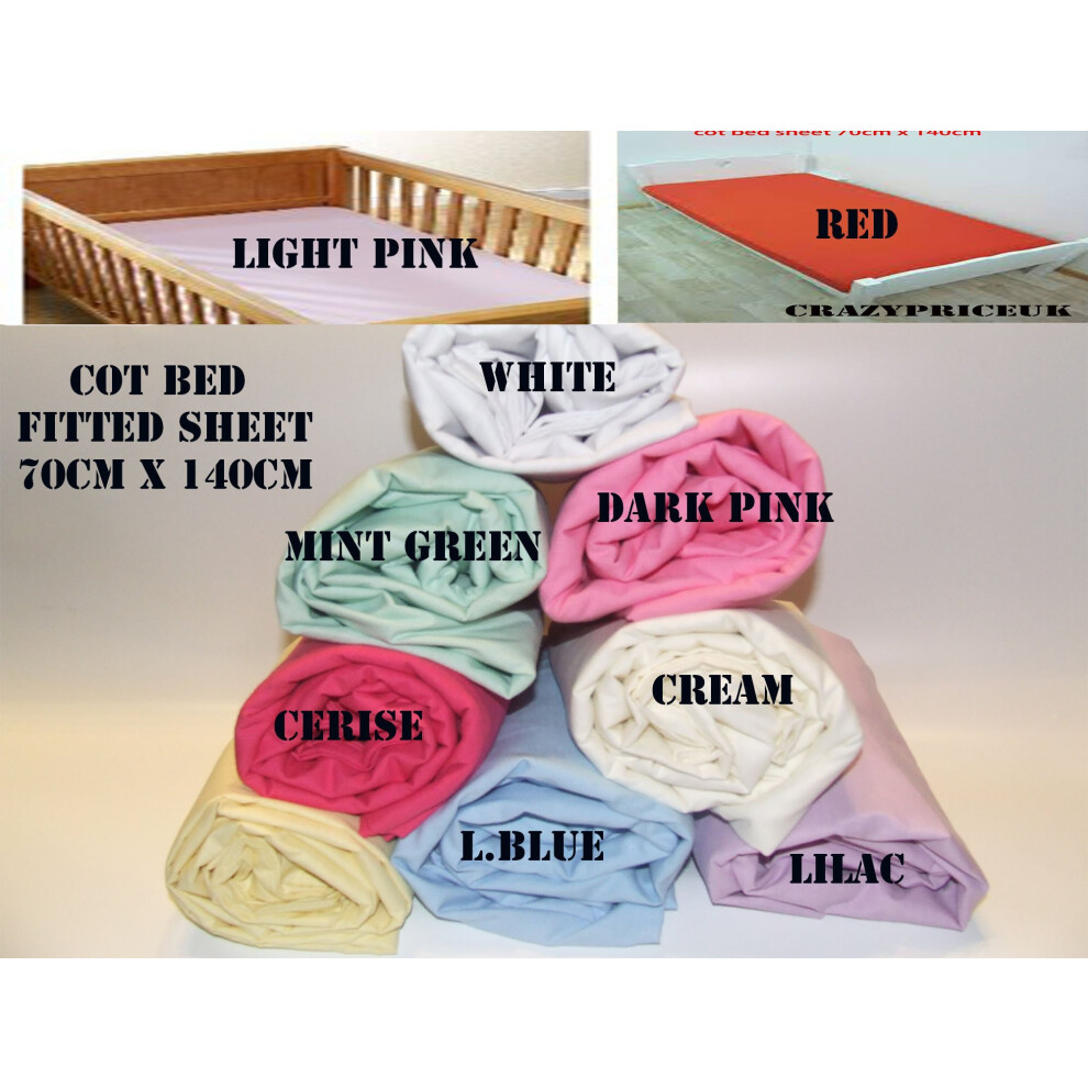 New 2 New Baby/Toddler Cot Bed/Cotbed Fitted Sheets 70Cm X 140Cm Any Colour (White) White Crazypriceuk