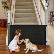 VEVOR Retractable Baby Gate, Extends to 1430 mm Wide, 795 mm Tall, with Security Lock, Easy to Use, Walk Through Without Tripping, Mesh Dog Gate for