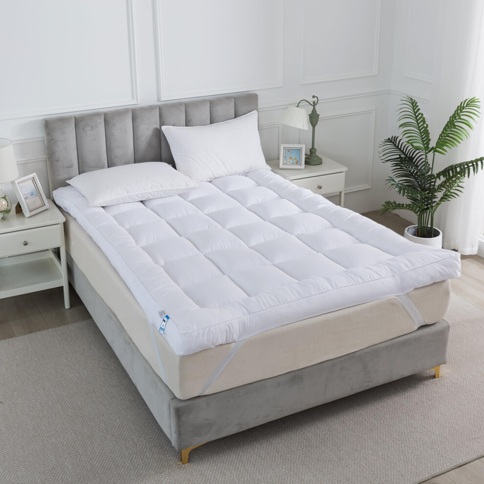 Ar Hotel Quality(Microlite) Micro Fiber Mattress Topper Thick 5 Cm,Box Stitched,Anti Allergenic (Cot/Cot Bed)