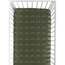 Sweet Jojo Designs Hunter Green Boho Arrow Boy or Girl Fitted Crib Sheet Baby or Toddler Bed Nursery - White Bohemian Tribal Southwest Chevron