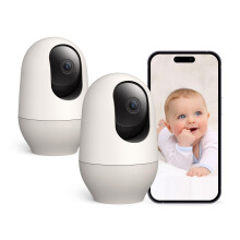 Nooie Baby Monitor 2 Pack WiFi Baby Monitor with Camera and 2K Night Vision,360-degree Wireless Video Baby Camera,Indoor Baby Camera,AI Motion