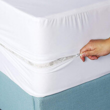 Zipped Waterproof Cot Mattress Protector 120 x 60cm with Zip Cot Sheet Zip Up Mattress Cover Encasement Baby Toddler Cot Bed Protector All Round