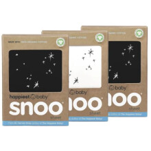 Happiest Baby SNOO Bassinet Fitted Sheet - 100% Organic Cotton Nursery Bedding - Fits SNOO Sleeper Crib Mattress - 3-Pack Bundle (Black (2), Ivory