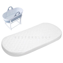 Restorology Moses Basket Oval Mattress, Double Sided Hypoallergenic | Fits Tommee Tippee Sleepee, Mamas & Papas | Removeable Cover (74 x 28 x 4 cm)