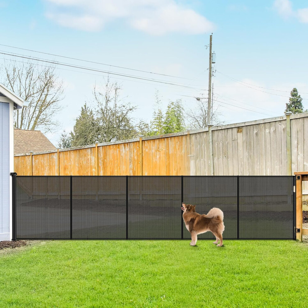 Retractable Reinforced 42" Tall Dog Gate, 155" Extra Long Baby Gate with Support Rods - Prevent Crawling Under, Indoor/Outdoor Fence/Black - Image 2