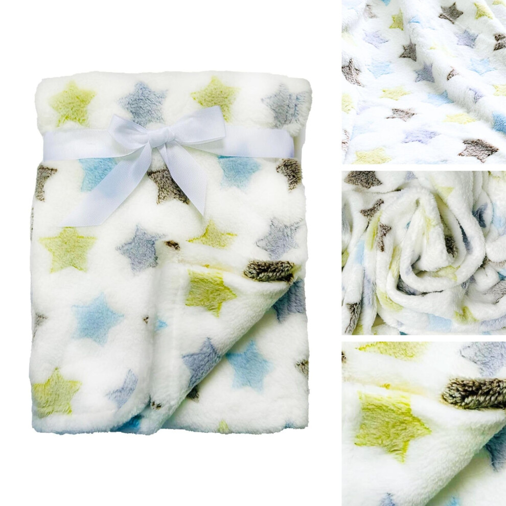 E&A Distribution Limited Baby Blanket Fleece 75X100 Cm Kids Blanket Newborn Gifts Cosy Fluffy Soft Plush Bed Blanket For Baby Boy & Girl - Cream Stars