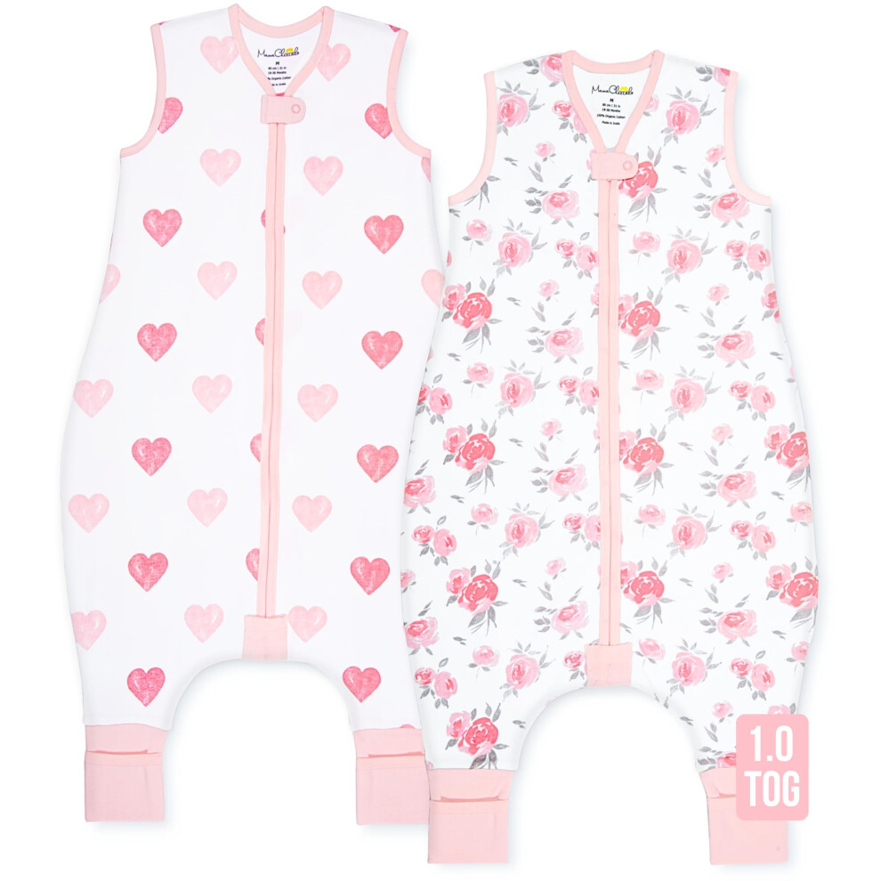 Toddler Sleep Sack With Feet 3T - 4T, 1.0 Tog Organic Cotton Baby Sleeping Bag With Legs, Baby Wearable Blankets For Walkers W/ 2-Way Mama Cheetah
